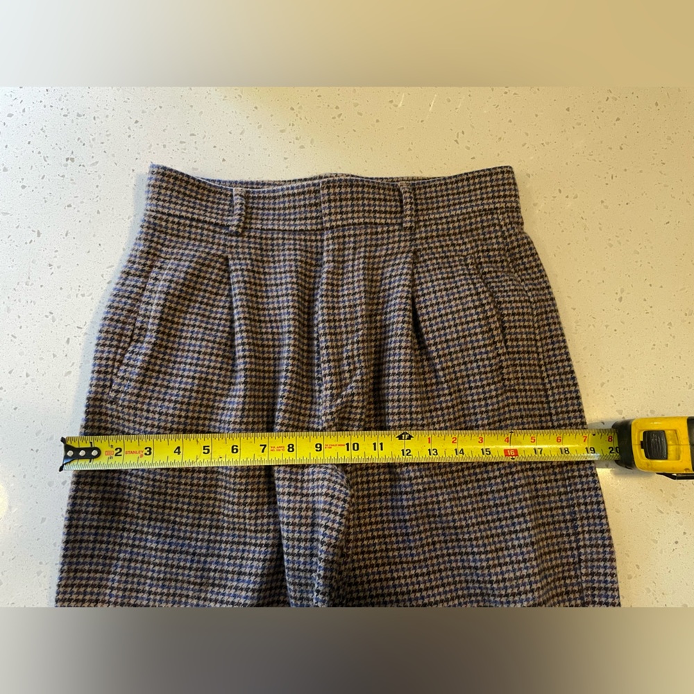 Everlane The Drape Pant, Wool, Brown/Blue Houndstooth - Picture 4 of 14